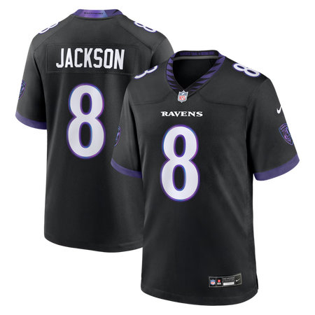 Men's Baltimore Ravens #8 Lamar Jackson Nike Black Alternate Gam